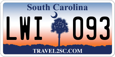 SC license plate LWI093