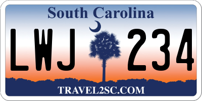 SC license plate LWJ234