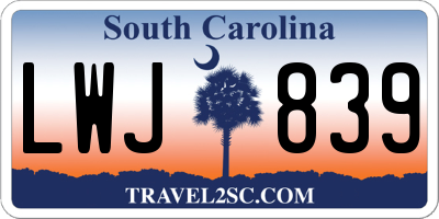 SC license plate LWJ839
