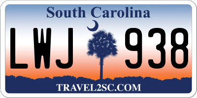 SC license plate LWJ938