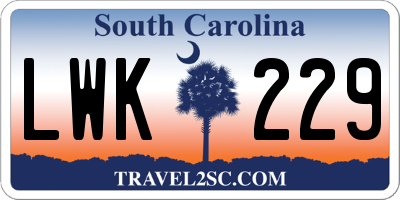 SC license plate LWK229