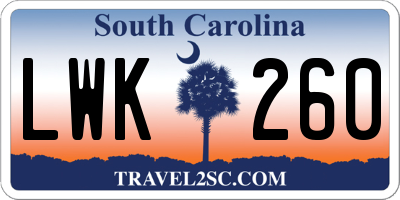 SC license plate LWK260