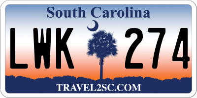 SC license plate LWK274