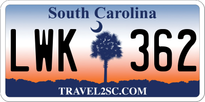 SC license plate LWK362