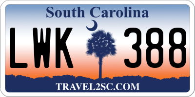 SC license plate LWK388