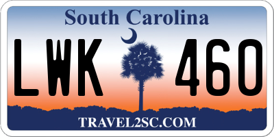 SC license plate LWK460