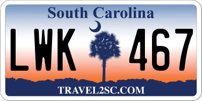 SC license plate LWK467