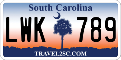 SC license plate LWK789