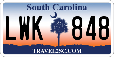 SC license plate LWK848
