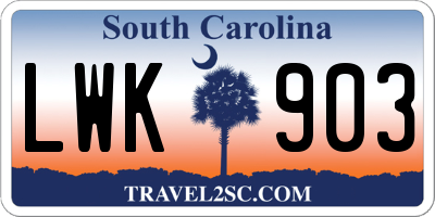 SC license plate LWK903