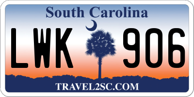 SC license plate LWK906