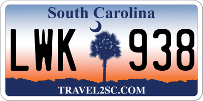 SC license plate LWK938