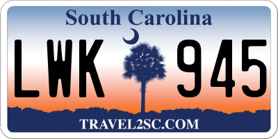 SC license plate LWK945