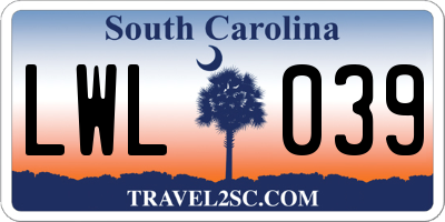 SC license plate LWL039