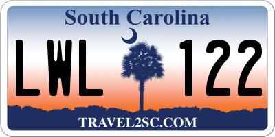 SC license plate LWL122