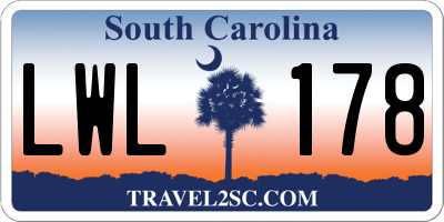 SC license plate LWL178