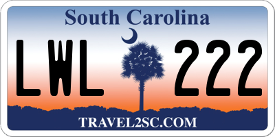 SC license plate LWL222