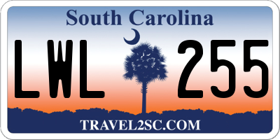 SC license plate LWL255