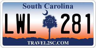 SC license plate LWL281
