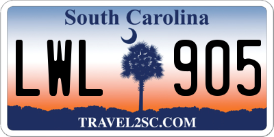 SC license plate LWL905