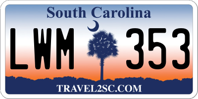 SC license plate LWM353