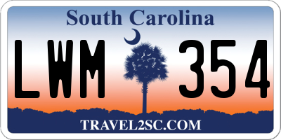 SC license plate LWM354