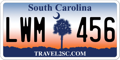 SC license plate LWM456