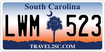 SC license plate LWM523