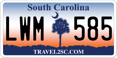 SC license plate LWM585