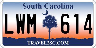 SC license plate LWM614