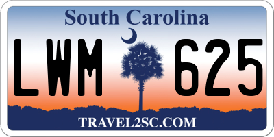 SC license plate LWM625
