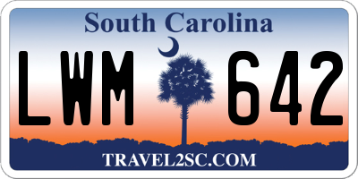 SC license plate LWM642