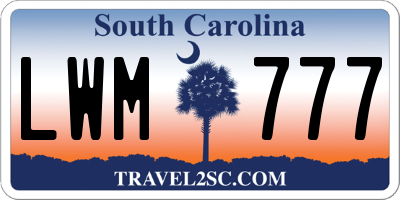 SC license plate LWM777