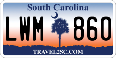 SC license plate LWM860