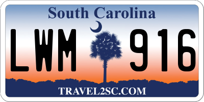 SC license plate LWM916