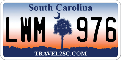 SC license plate LWM976
