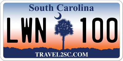 SC license plate LWN100