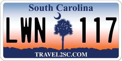 SC license plate LWN117