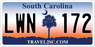 SC license plate LWN172