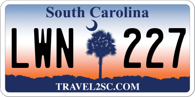 SC license plate LWN227