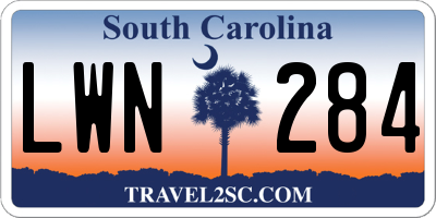 SC license plate LWN284