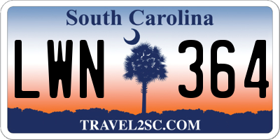 SC license plate LWN364