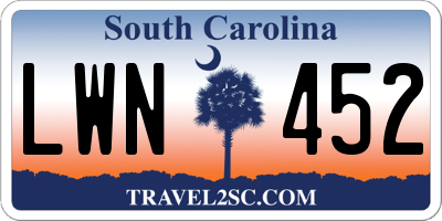 SC license plate LWN452