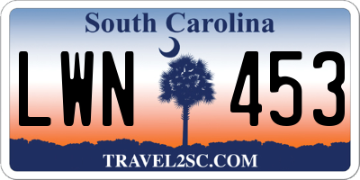 SC license plate LWN453