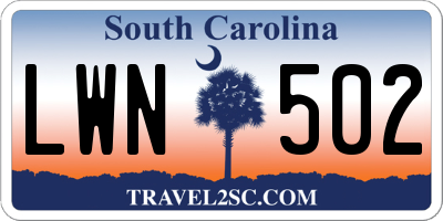 SC license plate LWN502