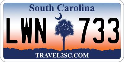 SC license plate LWN733