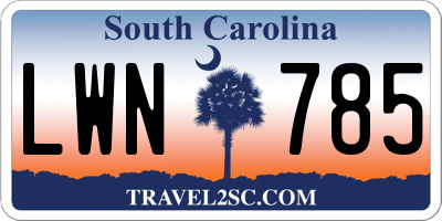 SC license plate LWN785