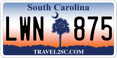 SC license plate LWN875