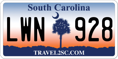 SC license plate LWN928