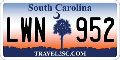 SC license plate LWN952